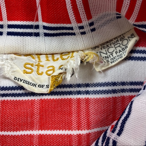 Vtg 70s Center Stage Plaid Polyester Top Retro Mod - Picture 5 of 5